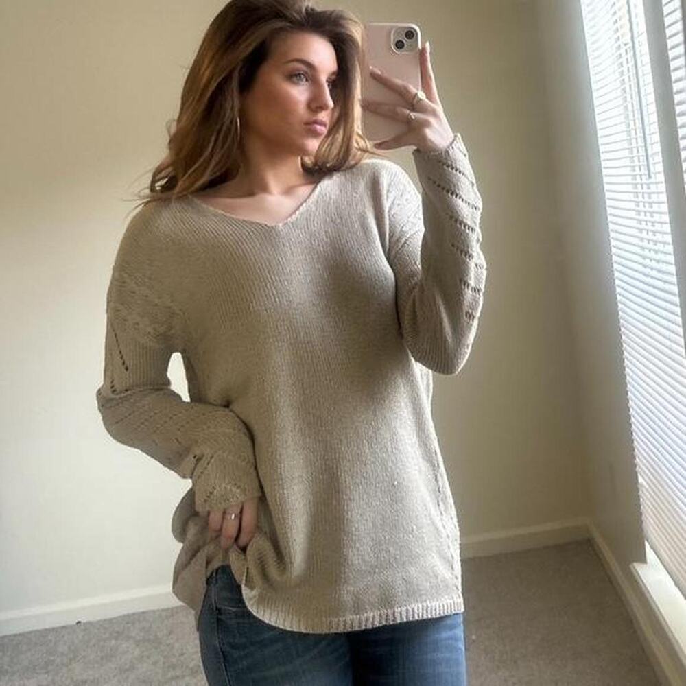Cozy slouchy pointelle knit lightweight